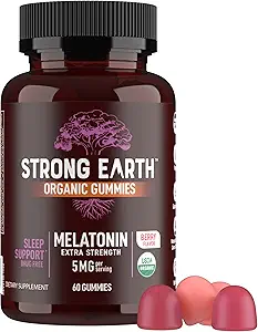 YUM-V'S Bio Melatonin Schlafhilfe Gummi, Erwachsene Extra Stärke Melatonin Gummy - Vegan Non GMO Schlaf Melatonin Gummis für Schlafunterstützung Berry 5 MG - 60 Count