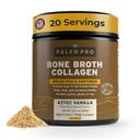 PaleoPro Bone Broth Collagen Protein Powder - Turmeric Root Grass-Fed Collagen Powder für Haut und Knochen - Glutenfrei, kein Zucker, Soja, Getreide, Net Carbs - Paleo Keto Friendly 20 Servings Aztec Vanilla