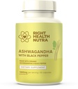 Rechts Gesundheit Nutra Ashwagandha Kapseln - 60 Count - 1300mg pro Servieren - Ashwagandha für Männer und Frauen mit schwarzem Pfeffer für maximale Absorption - Beilagen Made in USA