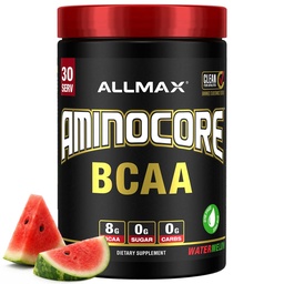 ALLMAX Nutrition AMINOCORE BCAA – 8G BCAAs – 100% reine Branch Chained Amino Acids – Glutenfrei - Wassermelone - 315 Gramm