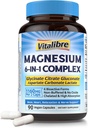 Magnesium Complex Supplement 6 in 1, 1160mg Chelat Magnesium für maximale Absorption, Hilfe bei besserem Schlaf, Entspannung & Nerve Calm, 90 Vegan Kapseln, Non GMO & Gluten Kostenlos