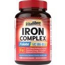 Eisen-Ergänzung für Frauen und Männer, mit Vitaminen C, B6, B12 & Folate für Iron Deficiency, Blood Building & Energy Support, Stomach Friendly, Better Absorption, Non-GMO,No Gluten,120 Vegan Caps