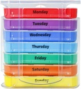 Wöchentliche Pille Organizer für 1 Tag 4 Times Supply,KIGI 7 Tage stapelbare Pillenspender Vitamine Container (Rainbow)