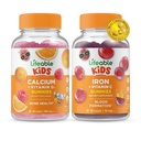 Lebensfähiges Kalzium mit Vitamin D Kinder + Eisen & Vitamin C Kinder, Gummis Bundle - Große Verkostung, Vitamin-Ergänzung, Glutenfrei, GMO frei, Kaugummi