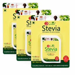 So Sweet Stevia 100% Natural Sugar free Sweetener for Diabetes - 300 Tablets -Pack of 3 (100 Each)