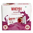 Whey91 Strawberry Splash Protein Bar, 10g Protein & 3.9g Fiber in each, No Added Preservatives, No Artificial Flavours, 210g- (Pack of 6)