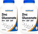Nutricost Zink Gluconate 240 Veggie Kapseln (50mg) (2 Flaschen) - Glutenfrei und nicht-GMO