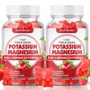 Softbear Kalium Gummi für Erwachsene, Hohe Absorption Magnesium Kaliumergänzung mit Vitamin B6 für Leg Cramps & Muskel Gesundheit Zuckerfreie Vegan Erdbeere 120 Gummis