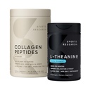 Sportforschung Kollagen Peptide Hydrolysierte Typ 1 & 3 Pulverprotein-Ergänzung Einfache Mischung Vital Nährstoffe & Proteine und Doppelstärke L-Theanin-Ergänzung für Fokus, Entspannung & Alertness