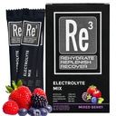 Re3 - Rehydrat - Replenish - Recover Elektrolyt-Pulver-Packets. Kein Zucker, 7 Cal, 1.4 Carbs. Die beste Mischung aus Vitaminen und Mineralstoffen (Mixed Berry)