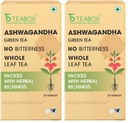 Teabox Ashwagandha Green Tea 25 Teabags | Ayurvedic Blend of Premium Green Tea and Natural Ashwagandha | Silken Pyramid Teabags (Pack of 2)