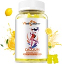 Kalzium Magnesium Gummi Erwachsene Kinder - Zuckerfrei Kaubare Vegan Algen Kalzium Ergänzungen für Frauen Männer unterstützen Plus Knochenstärke mit Zink Kalium Vitamin D3 K2 Zitronen Geschmack 60CT
