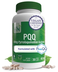 Gesundheit Thru Nutrition PQQ 40mg 30 Serviers Pyrroloquinolin Quinone als PureQQ | Fördert Mitochondriale Biogenesis | Certified Vegan | Non-GMO Gluten Soy Free Capsules| Clean Label PQQ Ergänzung