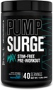 Jacked Factory Pumpsurge Max Stim Free Pre Workout - High-Performance Caffeine Free Pre Workout mit L-Citrulline, N03-T Arginine Nitrate & Glutathione - 40 Servierungen, Blue Raspberry