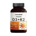 NatureBell Vitamin D3 K2-240 Softgels - 5.000 IE Vitamin D3 & 100mcg Vitamin K2 MK-7 - mit Virgin Coconut Oil - Bone, Heart & Immune Health Support * - Duo-Ack Formula