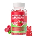 90 CT Magnesium Glycinat Gummie 1000mg - Zuckerfreie Magnesium Kalium-Ergänzung mit Vitamin D, B6, CoQ10 für ruhige Stimmung & Schlaf-Unterstützung - 90 Raspberry Gummies