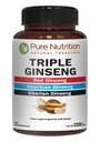 Pure Nutrition Triple Ginseng 650mg | 120 Caps | Complex for Men and Women | Highly Effective Combination of Red, American and Siberian Ginseng. Nicht GVO