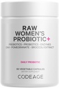 Codeage Raw Women’s Probiotic+ Supplement - 34 Probiotic Strains, 100 Billion CFUs, Verdauungsenzyme, Prebiotic Blend, DIM, Kräuterextrakte, Phytonutrients - Non-GMO - 30 Kapseln