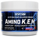 Evogen Amino K.E.M. - EAA & BCAA Pulverpumpe Volumizer | BCAAs Aminosäuren Supplement für Blutfluss, Muskelwachstum, & Hydration | Blueberry Apple | 30 Portionen