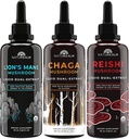 Naturealm Lion’s Mane, Reishi, & Chaga Mushroom Extract - Adaptogen Stack for Focus, Immunity, Longevity, Gut Health, Anti-Aging, Energy, Healing, & More - Organic Liquid Drops - 50 mL Jeder (3 Pack)