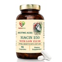 Niacin Nicotinic Acid - Moderate Dose, Low Flush Formula, 90 Capsules for Cardiovascular and Energy Support