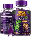 Eisen Dinosauriergummis für Kinder mit Vitamin C | Sugar-Free, Vegan, Gluten-Free & Non-GMO | Anemia Relief, Energy & Blood Health Support | Korn Flavor, Pectin-basiert für optimale Gesundheit