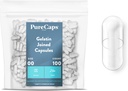 PureCaps USA - Leere Gelatine Kapseln Größe 00| 100 Eingefügte Pillen| Clear| Nicht-GMO zertifiziert| SLS, Gluten, Konservierungsmittelfrei