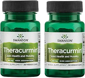 Swanson Theracurmin - Kräuterergänzung zur Unterstützung der gemeinsamen Gesundheit und Mobilität - Formuliert für hohe Absorption - (30 Kapseln, 100mg Jeder) (2 Packung)