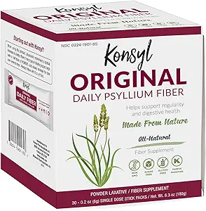 Konsyl Original Formula Daily Fiber, 100% Alle natürlichen Psyllium Husk Pulver - Stickpacks 30ct