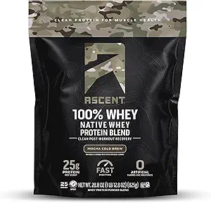 100% Whey Protein Pulver - Post Workout Whey Protein Isolate, Zero Künstliche Aromen & Süßungsmittel, Glutenfrei, 5.5g BCAA, 2.6g Leucine, Military Exclusive, Mocha Cold Brew 1.7 lb