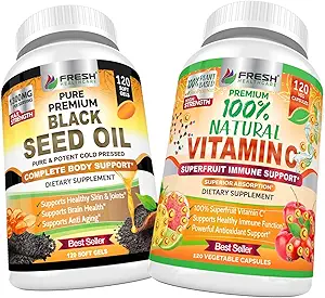 FRESH HEALTHCARE Black Seed Oil und 100% natürliches Vitamin C - Bundle