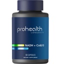 ProHealth NADH + CoQ10 - Boost NAD+ | 60 Day Supply | Pure NADH 25 mg, CoQ10 100 mg | 60 Säurebeständige Kapseln | Energie | Fokus | ATP Produktion