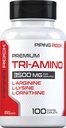 Piping Rock Tri Amino Supplement | 100 Caplets | Complex mit L-Arginin, L-Ornithin, L-Lysine | Vegetarisch, Non-GMO, Glutenfrei