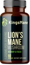KingsManeTM Bio Lion's Mane Mushroom Supplement, Memory, Focus, & Clarity Brain Support, 1200mg, 60 Kapseln