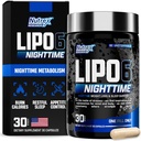 Nutrex Lipo 6 Nighttime Fat Burner | Melatonin Schlafhilfe & Weight Loss Diät Pillen für Männer und Frauen | Nacht Zeit Stoffwechsel Booster Appetit Suppressant | 30 Servierungen (1)
