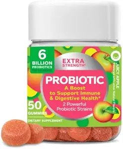 Passt OLLY Extra Strength Probiotic Gummy, 6 Billion CFUs, 2 Strains, Supplement, Apple, 50 Count