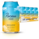 Recess Mood Magnesium & Adaptogen Getränk, Relaxation Getränke, 12 Unze (Tropische Glückseligkeit, 12 Packung)