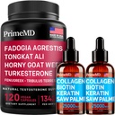 Liquid Collagen Biotin (2pk) und Fadogia Tongkat Ali (1pk) Ergänzung Bundle - Potente Vitamine für Haar, Haut, Nägel, Herz, Energie und Testosteron Unterstützung - Non-GMO, Vegan