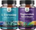 Bundle of Free Form L Tyrosine 500mg Capsules - High Strength L-Tyrosine Ergänzung für Psychische Energie und Fokus Unterstützung und Magnesium Glycinate 400mg pro Servierung für Mood Schlaf und Entspannung
