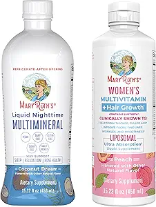 MaryRuth's Liquid Nighttime Multimineral (Coconut, 32oz) & Women's Multivitamin + Hair Growth Liposomal (Peach) | Clean Label Project Verified® | Vegan | Beauty, Bedtime Routine, & Gesamtgesundheit