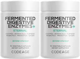 Codeage Fermented Digestive Enzymes Supplement 3-Monats-Versorgung - 14 Verdauungsenzyme, Probiotika, Präbiotika, Fermented Botanicals, Plant-Based Multi Pancreatic Enzymes - 1 Kapsel pro Tag - 2-Pack
