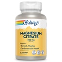 SOLARAY Magnesium Citrate 400mg - Magnesium Supplement - Knochengesundheit, Muskel, Entspannung und Herzgesundheit Unterstützung - Verbesserte Absorption, Vegan, Glutenfrei, 60-Tage Garantie, 30 Servietten, 90 VegCaps