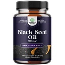 Cold Pressed Black Seed Oil Capsules - Vegan Nigella Sativa Black Cumin Seed Oil Capsules mit Omega 3 6 9 Antioxidantien und Thymochinon für Haarwachstum Immun Support Joint Health and Digestion