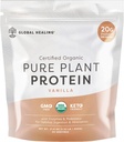 Global Healing Vegan Vanille, Pflanzenbasiertes Proteinpulver für Frauen und Männer, Organischer, Mealer Ersatz (20 Portionen, 20g Protein)