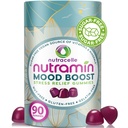 NUTRAMIN Mood Boost Multivitamin Gummy - Delicious & Yummy Anti-Stress Magnesium Ashwagandha Gummies + B Complex Vitamins for Focus and Calm - Zuckerfrei, Vegan, Glutenfrei, Allergy-Safe (90 Count)