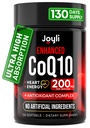 High Absorption CoQ10 200MG - Co Q10, 200mg Softgels für die Herz-Gesundheits- und Energieproduktion - Enhanced Co Q 10 Supplement mit Antioxidantien und Fettöl - CoQ10 200 mg pro Servierung
