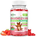 Magnesiumgummis für Kinder - Magnesium Glycinate Gummies Supplement mit L-Theanin, Vitamin B6, D3 für Kinder & Erwachsene Schlaf, ruhig, Entspannung, Gehirn, Knochen, Zucker freie Erdbeere 60ct