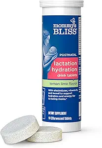 Mami's Bliss Lactation Trinken Tablets, Lemon Lime Flavor, Elektrolyte + B Vitamine, 1 Packung (10 Tabletten)