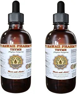 Thyme Liquid Extract, Organic Thyme (Thymus Vulgaris) Tinktur, Kräuterergänzung, Hawaii Pharm, Made in USA, 2x4 fl.oz