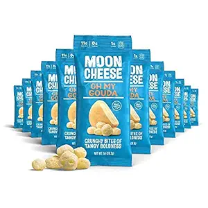 Moon Cheese Oh My Gouda Cheese Bites, 1 Unze, 12-Pack, Crunchy, verpackt mit Protein & Calcium, Keto, Glutenfrei